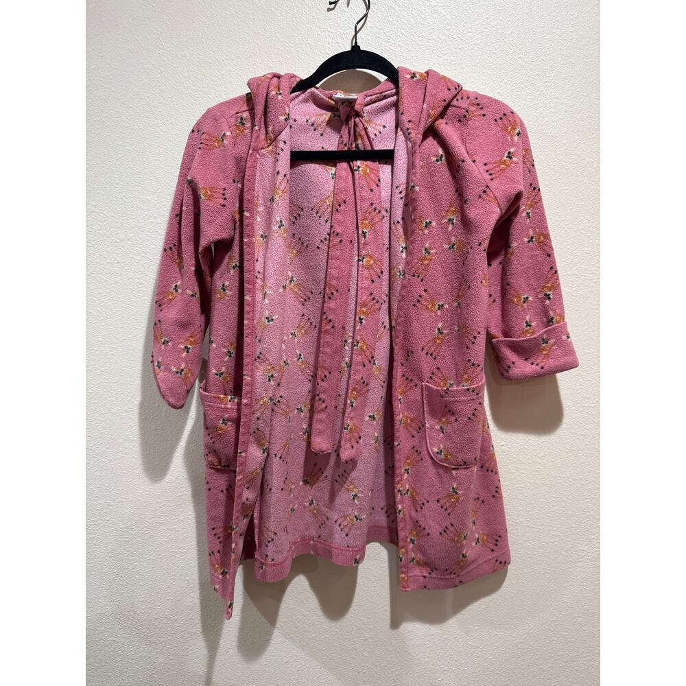 Leveret Kids Robe Deer Reindeer Fleece Hooded Tie Waist Sash Size 6